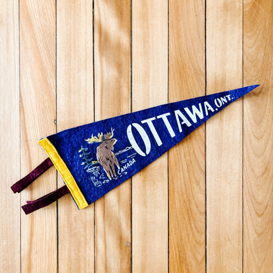Ottawa Ontario 1950s Blue Felt Pennant