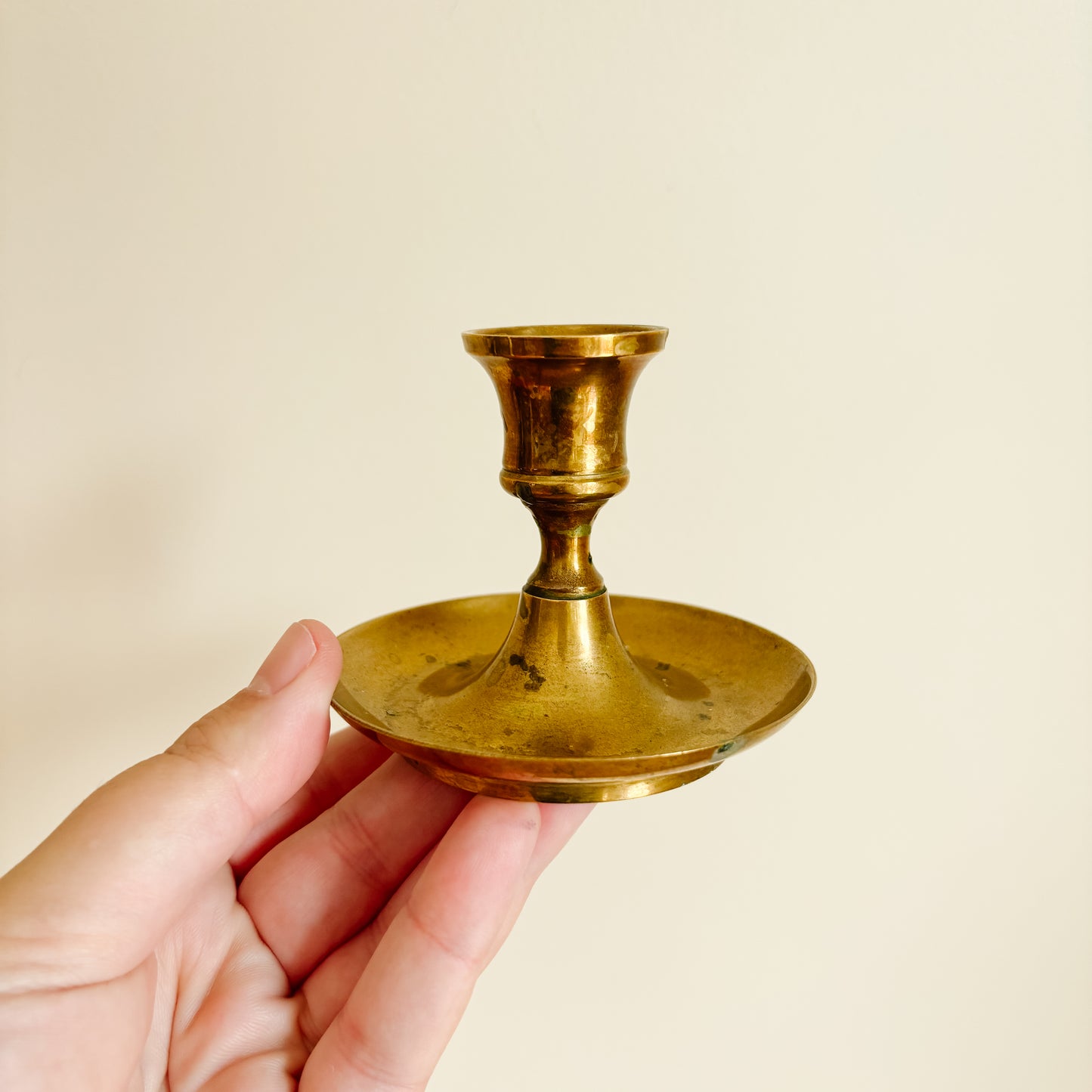 Medium Brass Taper Candle Holders with Round Bases (3.5")
