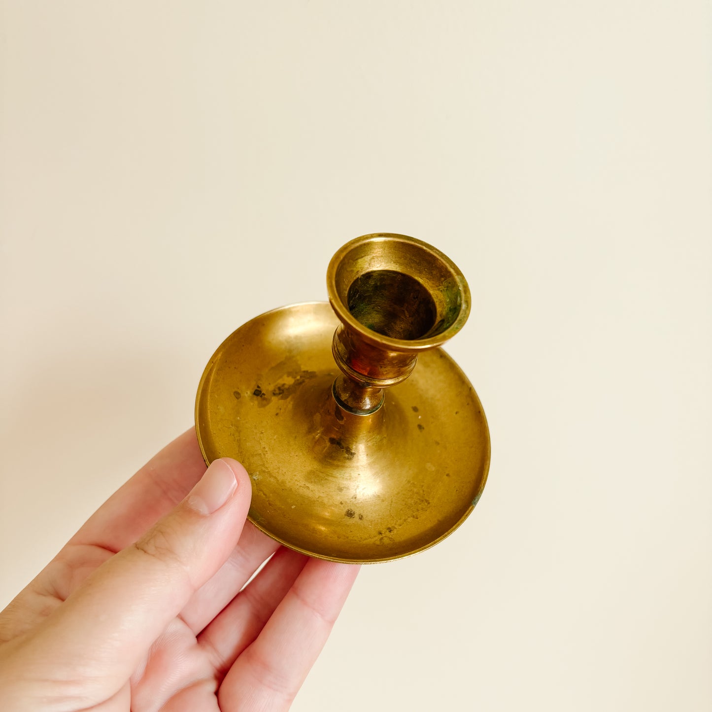 Medium Brass Taper Candle Holders with Round Bases (3.5")