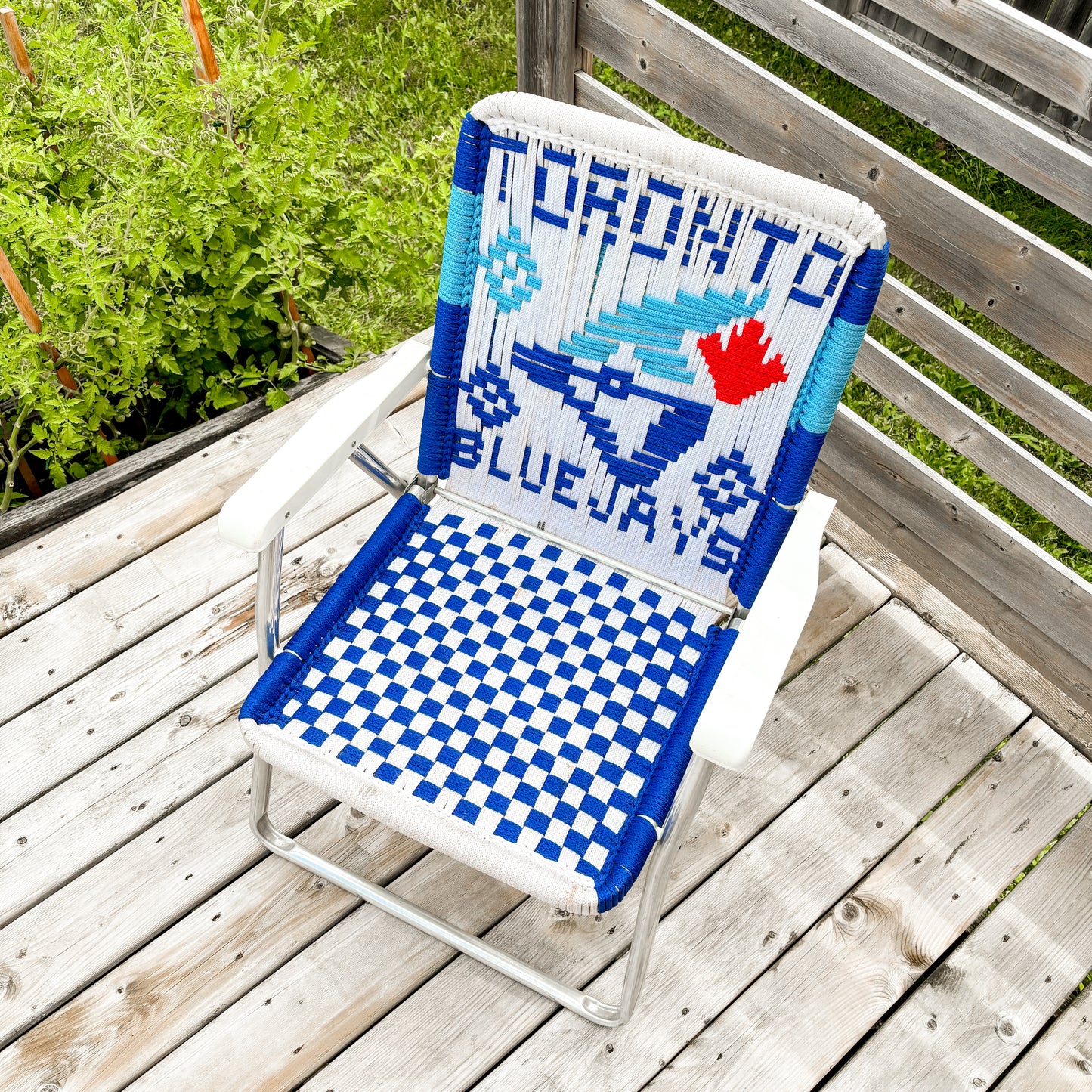Handmade Toronto Blue Jays Macrame Lawn Chairs - Set of 2