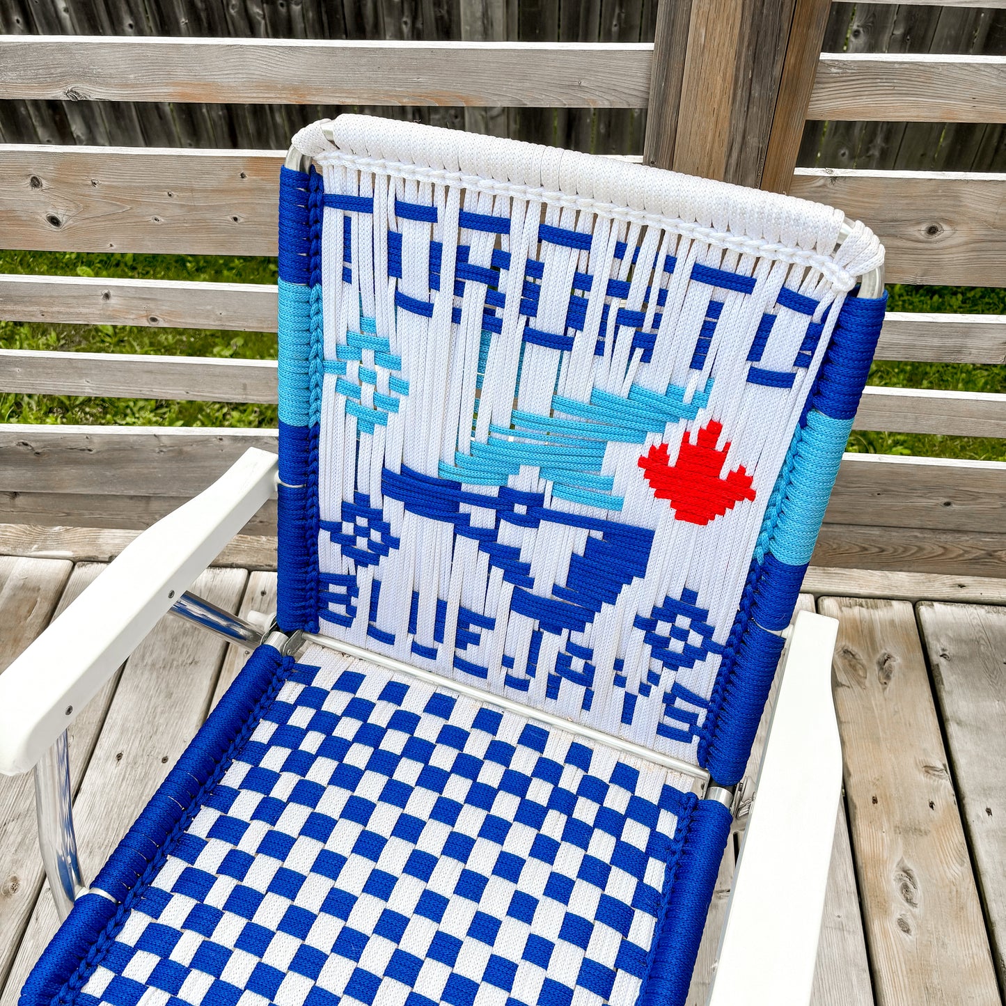 Handmade Toronto Blue Jays Macrame Lawn Chairs - Set of 2