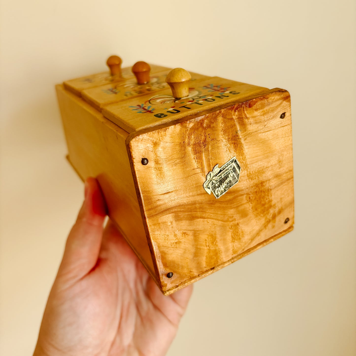 Vintage Wooden Sewing Notions Storage Drawers