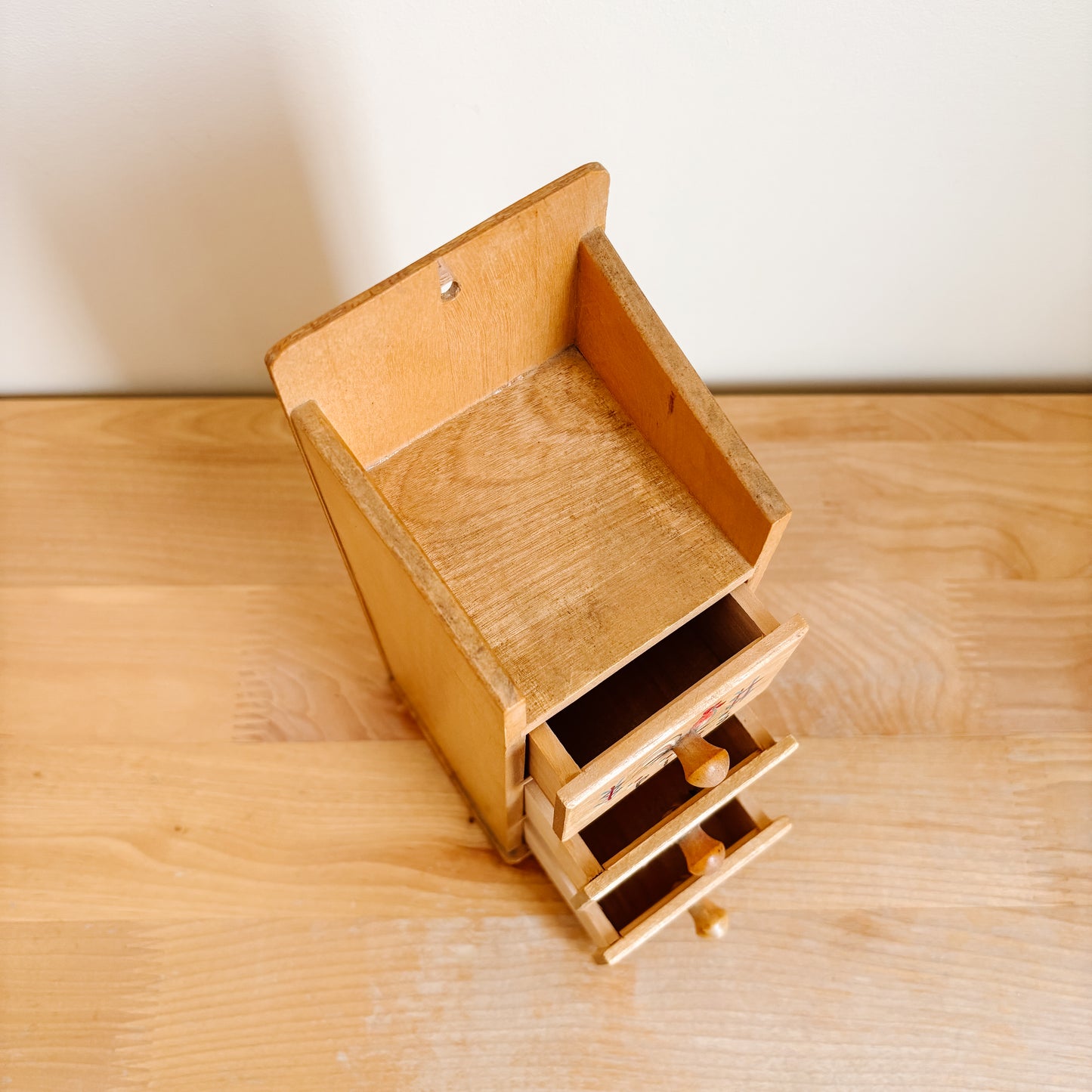 Vintage Wooden Sewing Notions Storage Drawers