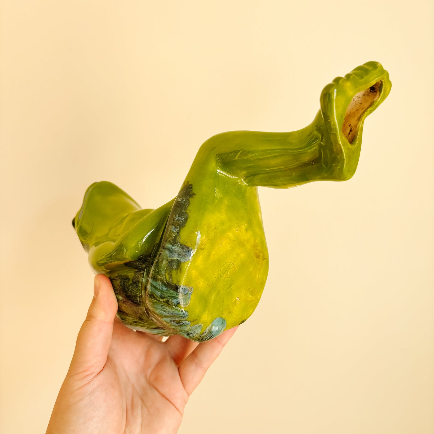 Hand-Painted Ceramic Sitting Frog Figurine