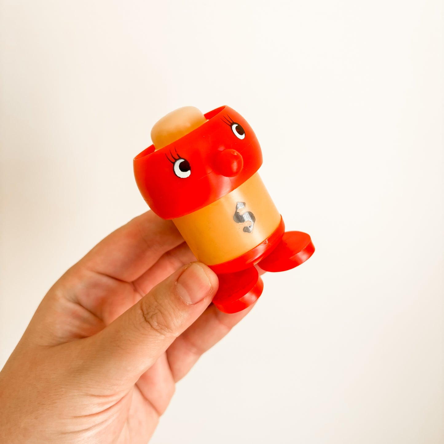 Salt & Pepper Shakers - Red & Yellow Plastic Figurines