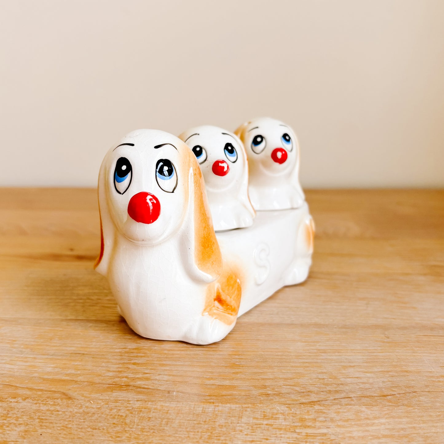 Salt & Pepper Shakers - Ceramic Dachshund with Puppies