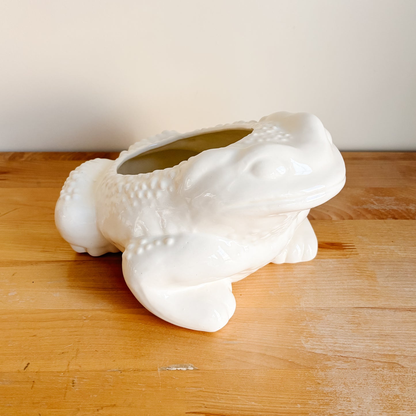 White Ceramic Toad Frog Planter (Made in Canada)