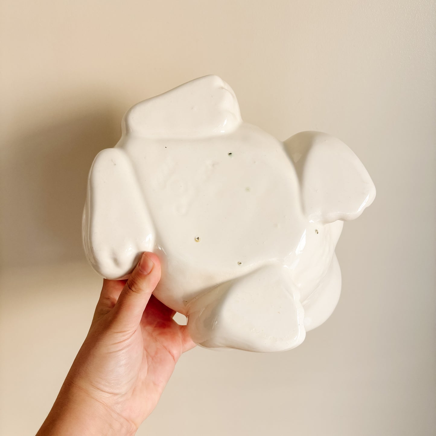 White Ceramic Toad Frog Planter (Made in Canada)