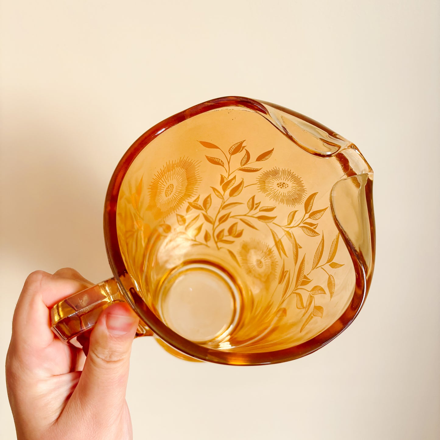 Vintage Jeannette Glass Iridescent Marigold Carnival Glass Pitcher