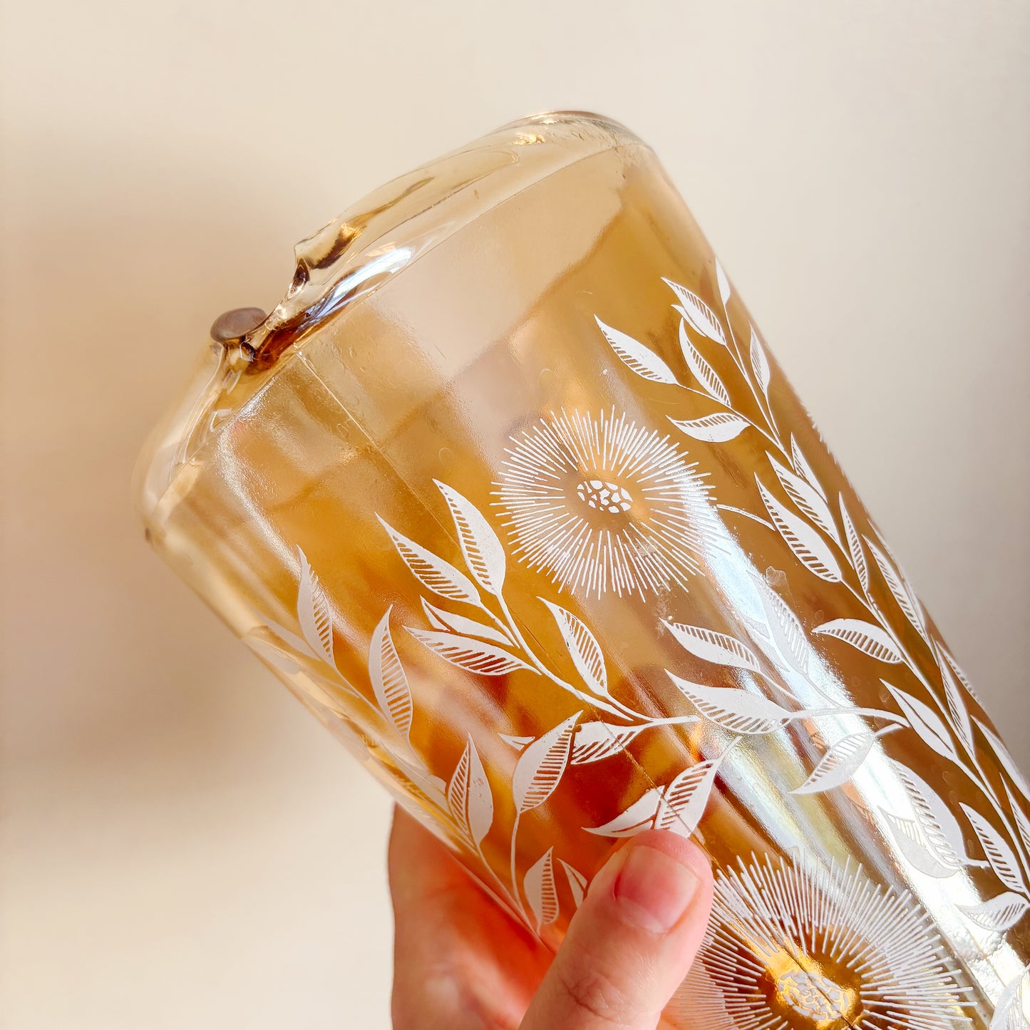 Vintage Jeannette Glass Iridescent Marigold Carnival Glass Pitcher