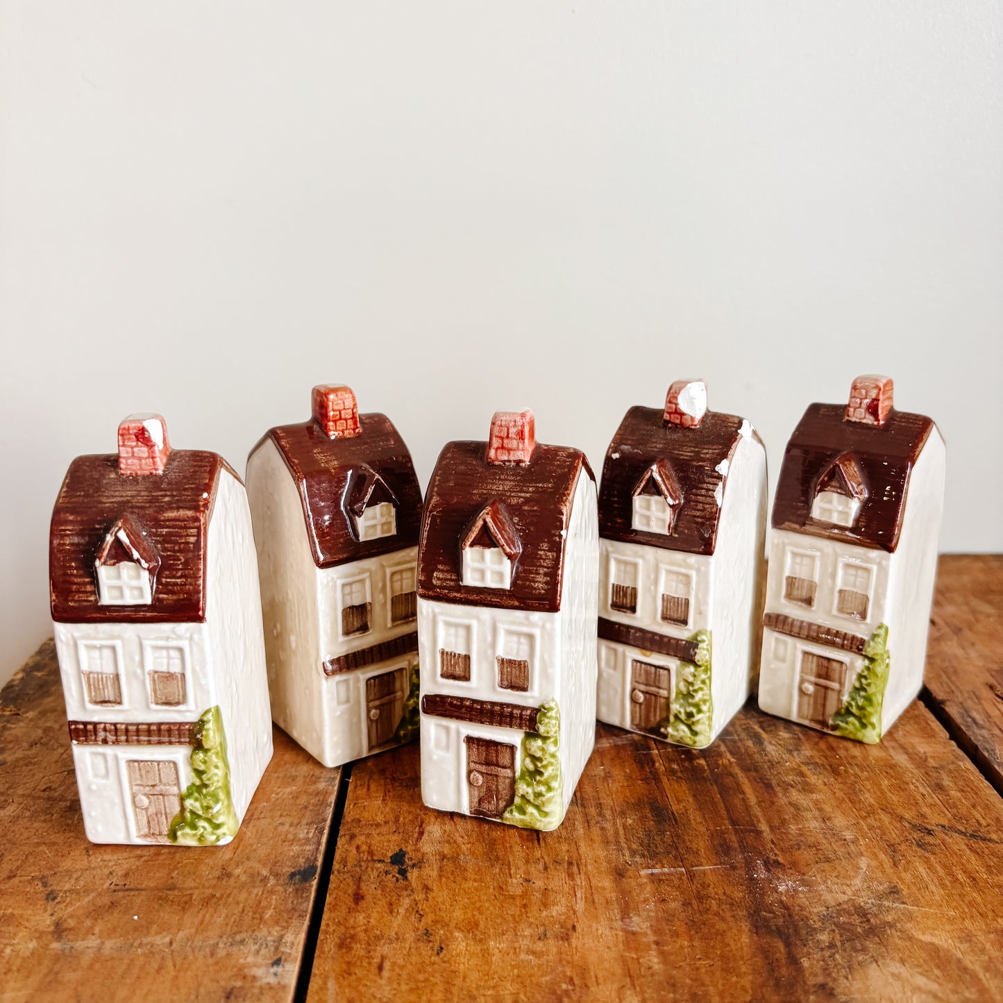 Vintage Japan Ceramic Row Houses - Set of 5