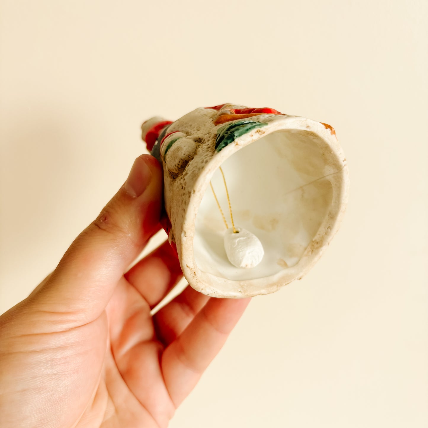 Ceramic Christmas Bell with Santa Claus Handle