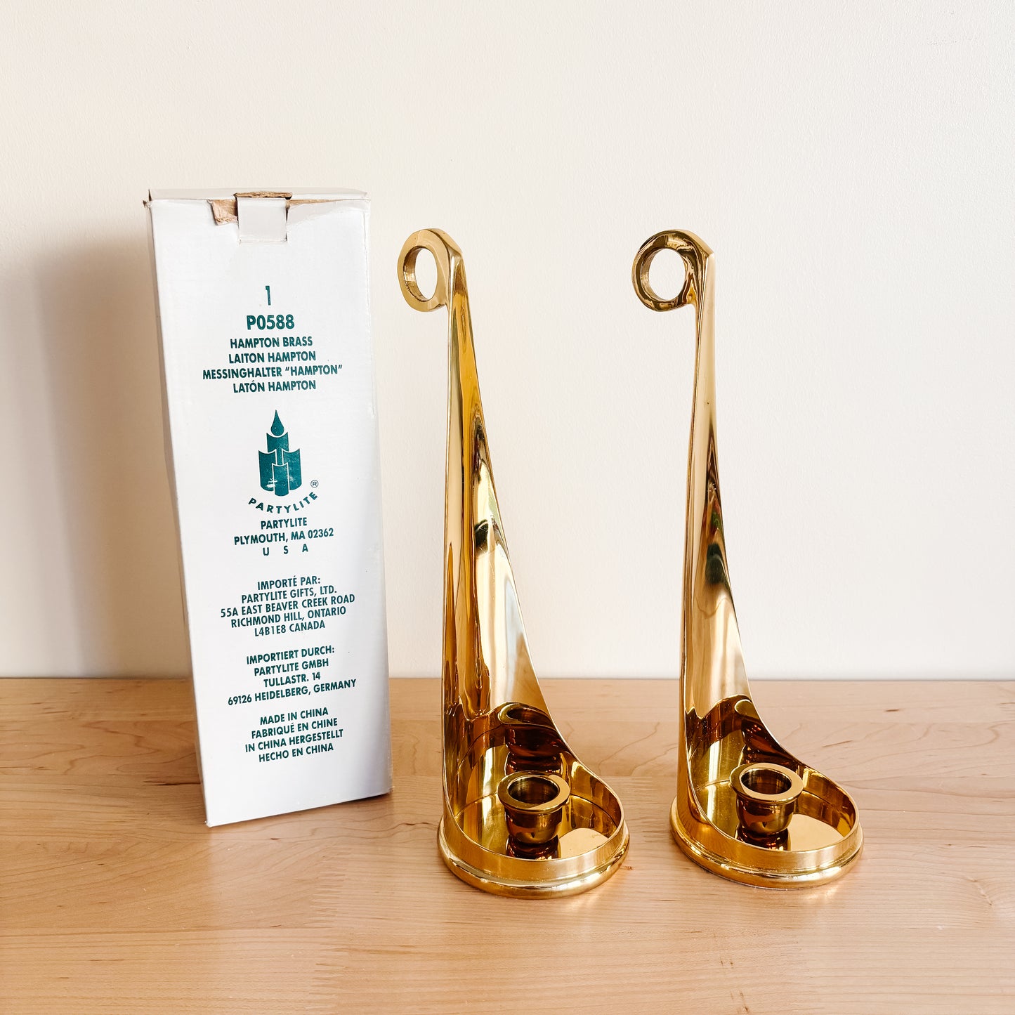 Partylite Hampton Brass Taper Candle Holders (set of 2)