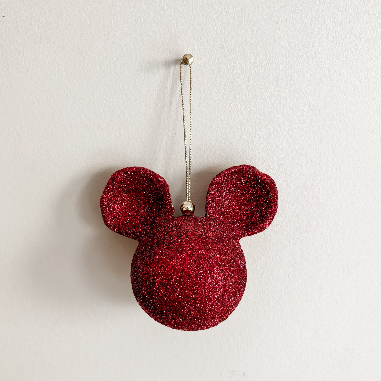 Ornament - Disney Mickey Ears Red Glitter Bauble