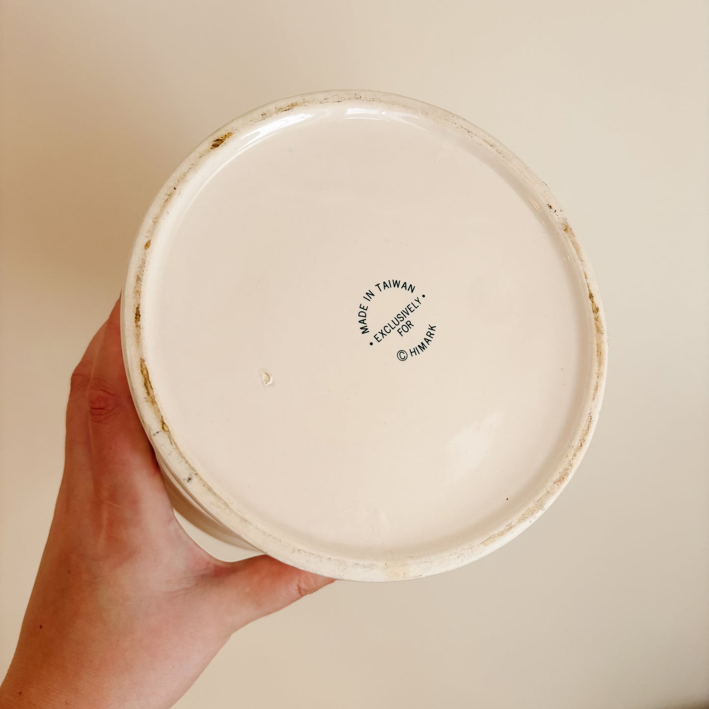 Vintage Himark Green and Cream Ceramic Flour Canister