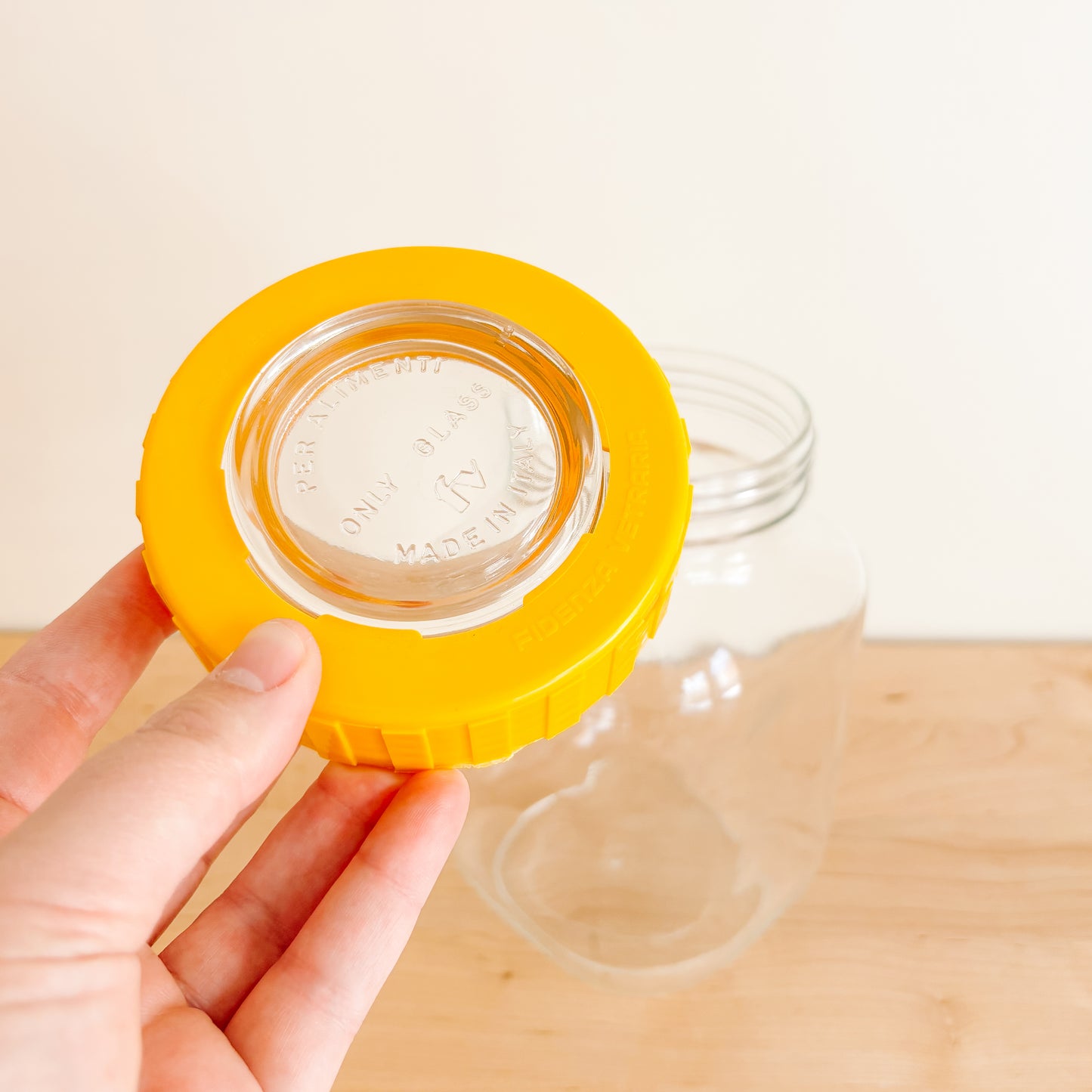 Fidenza Vetraria Per Alimenti Glass Storage Jars, Yellow (Set of 2)