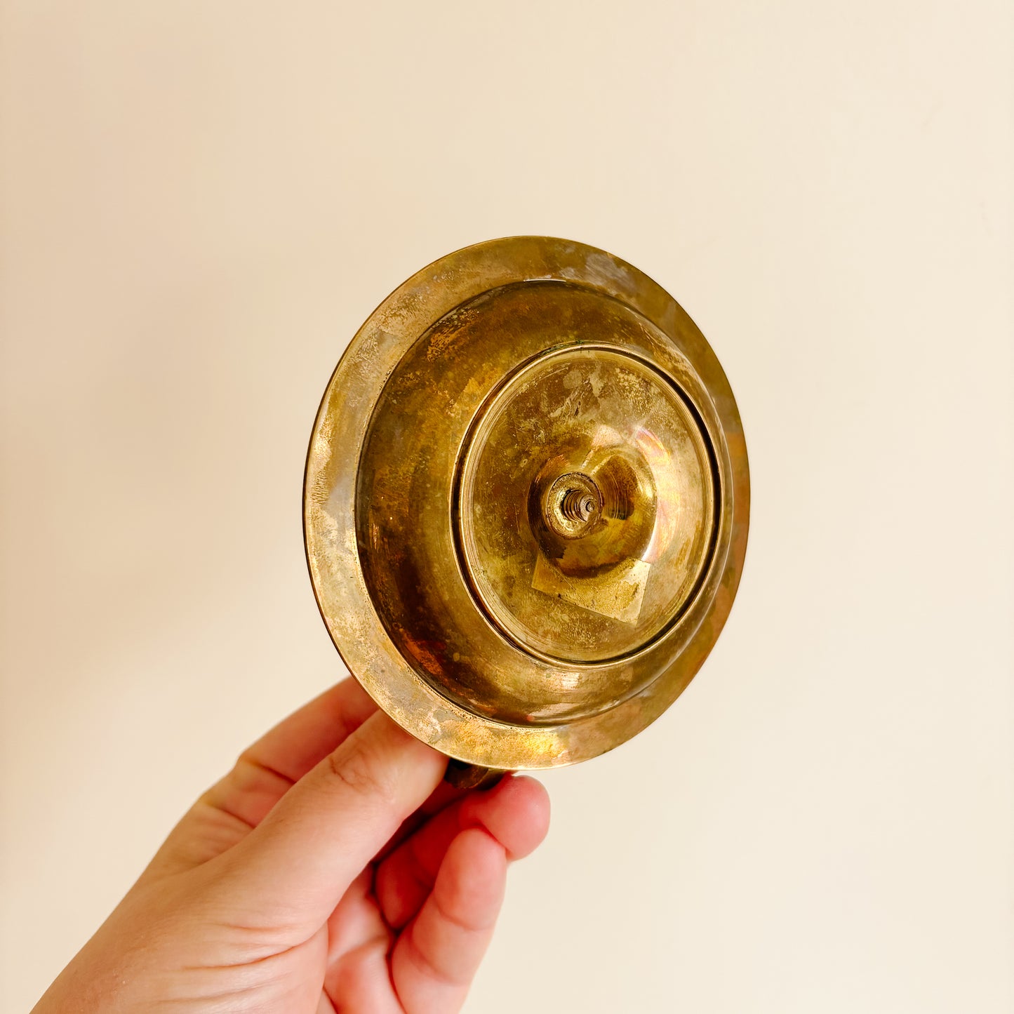 Solid Brass Taper Candle Holder with Finger Loop