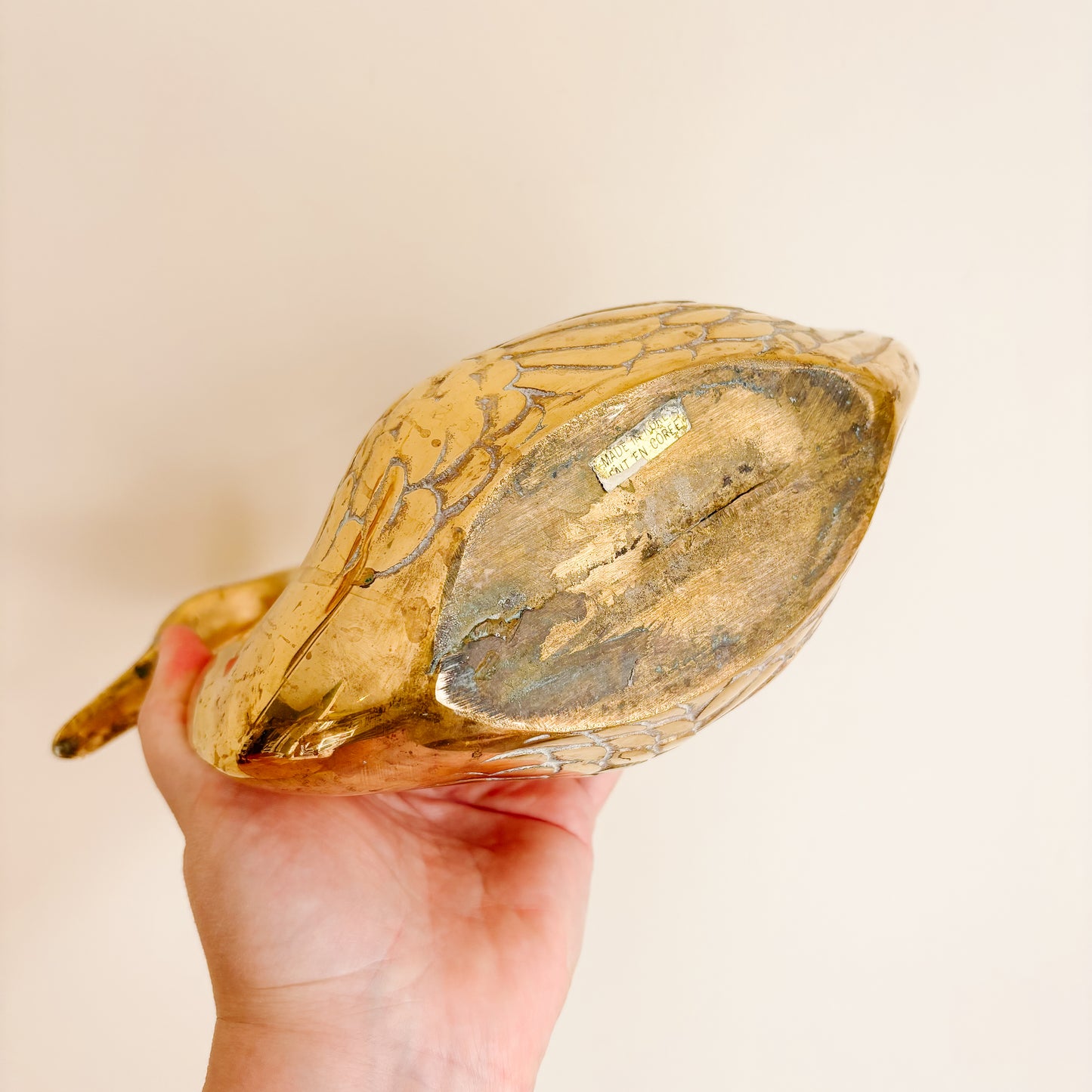 Vintage Solid Brass Swan Planter - Made in Korea