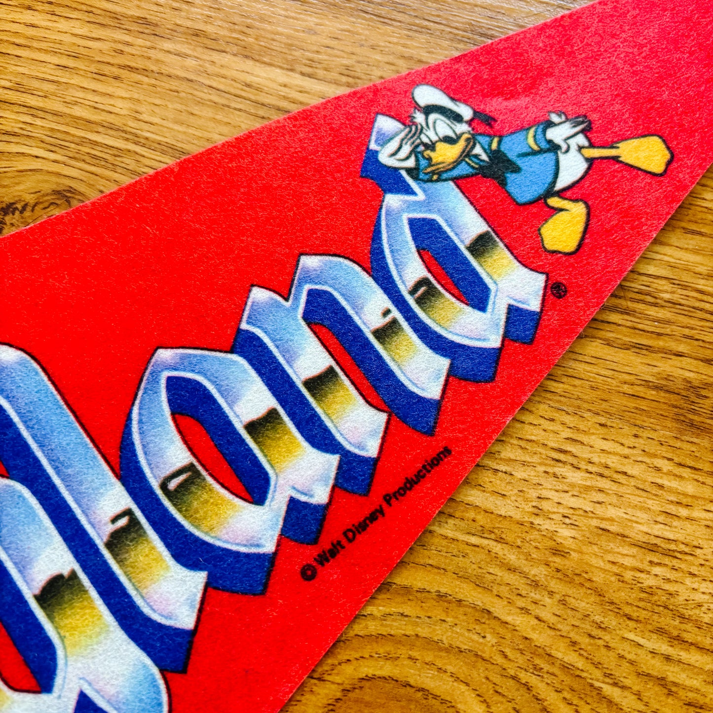 Vintage Disneyland Red and Blue Felt Pennant