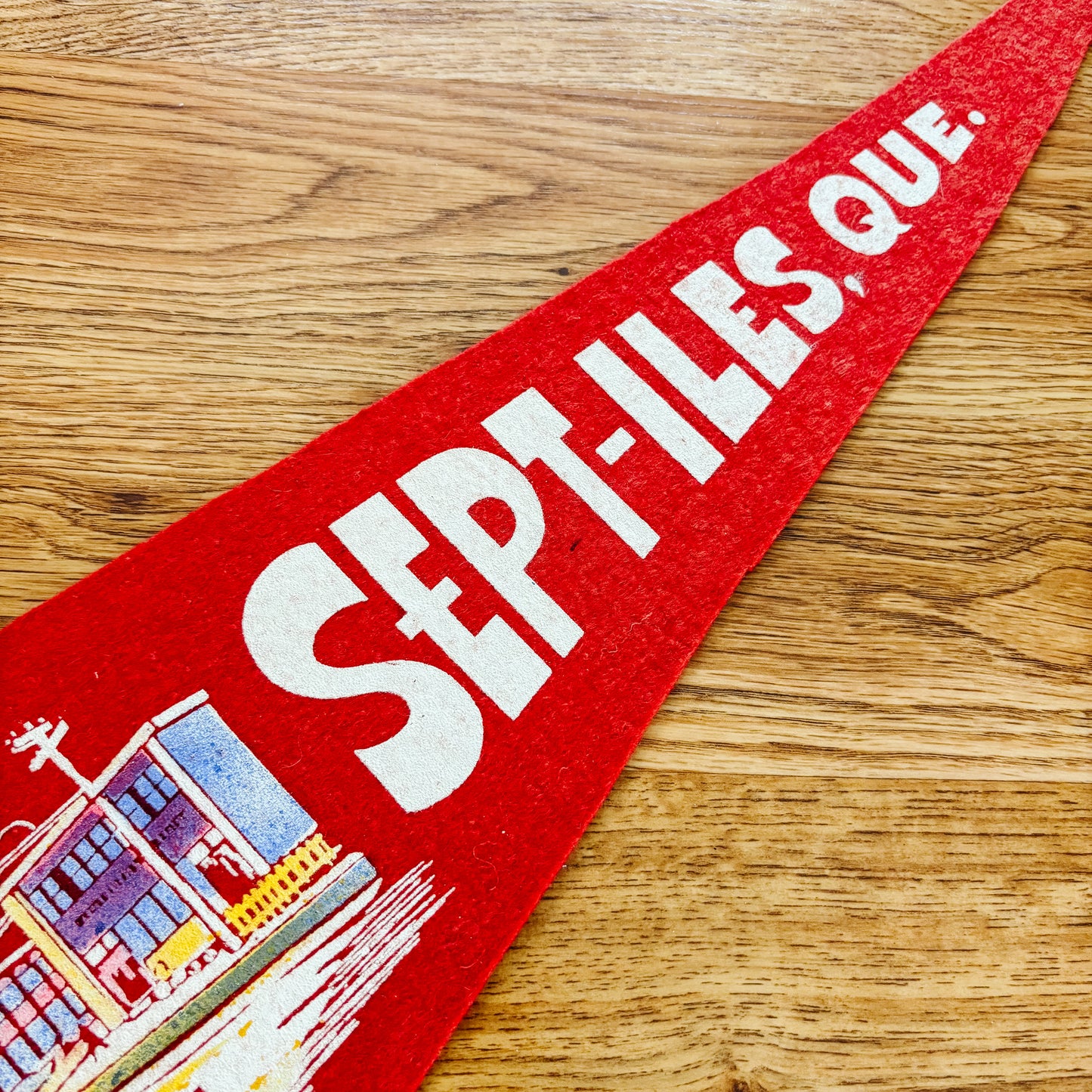 Sept-Iles Quebec 1960s Red Felt Pennant