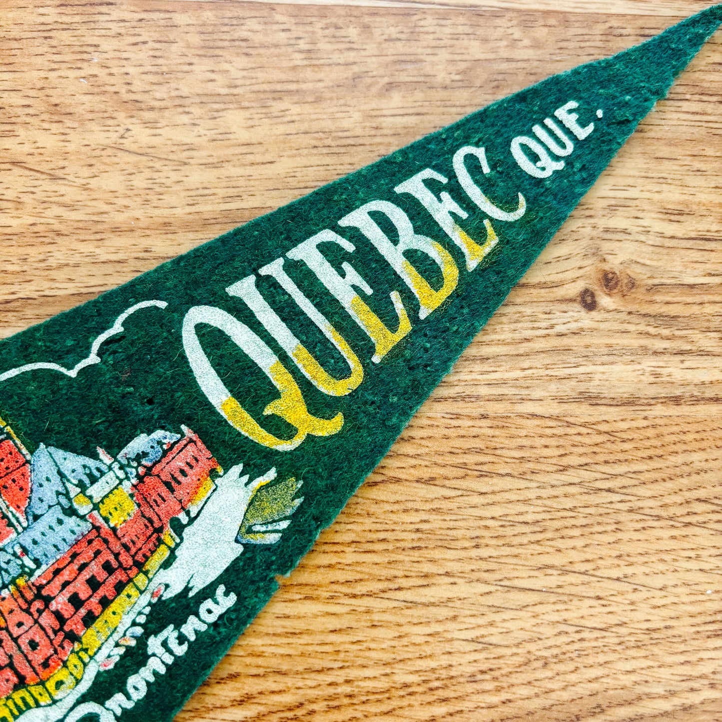 Quebec City Chateau Frontenac 1960s Green Felt Pennant