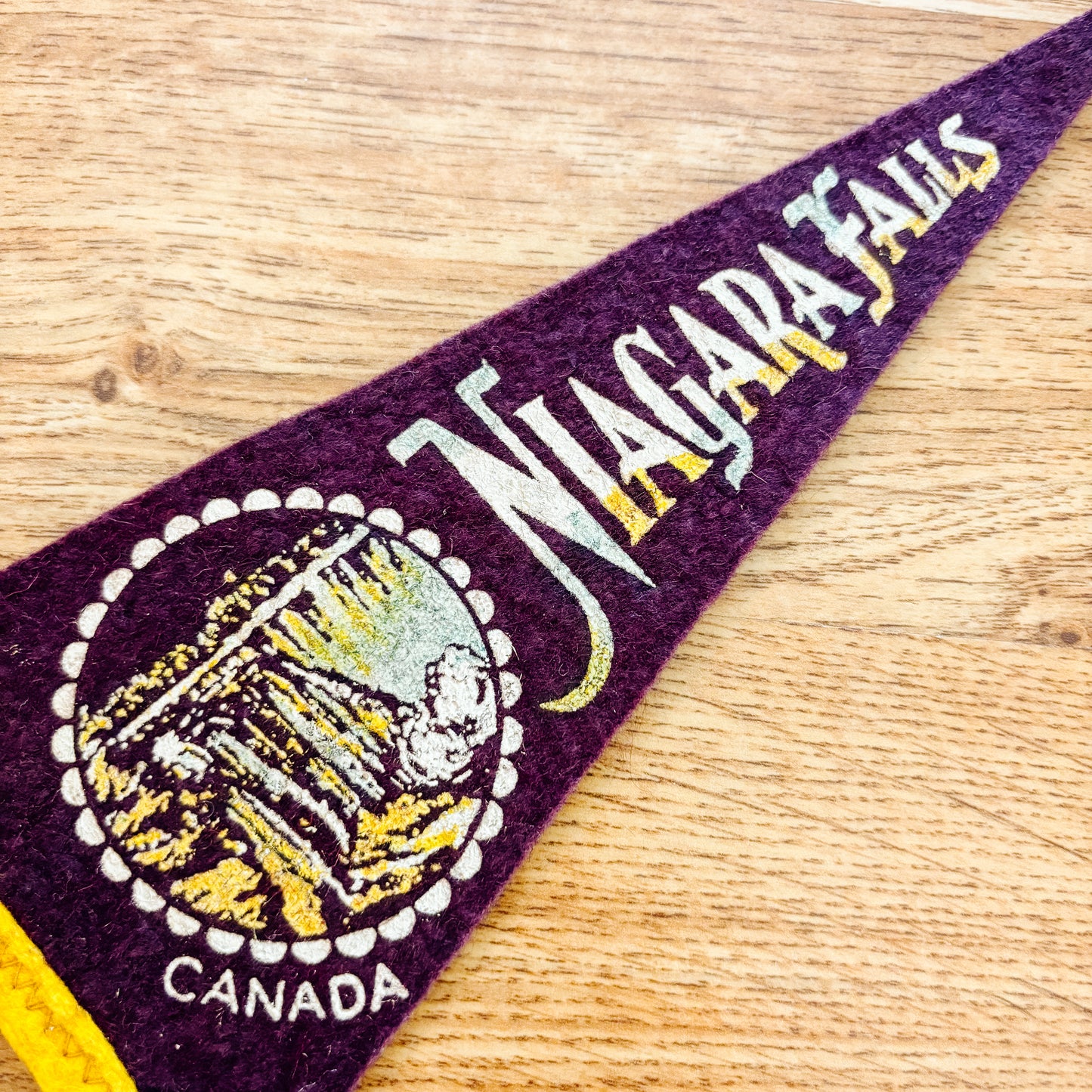 Niagara Falls Ontario 1960s Maroon Felt Pennant