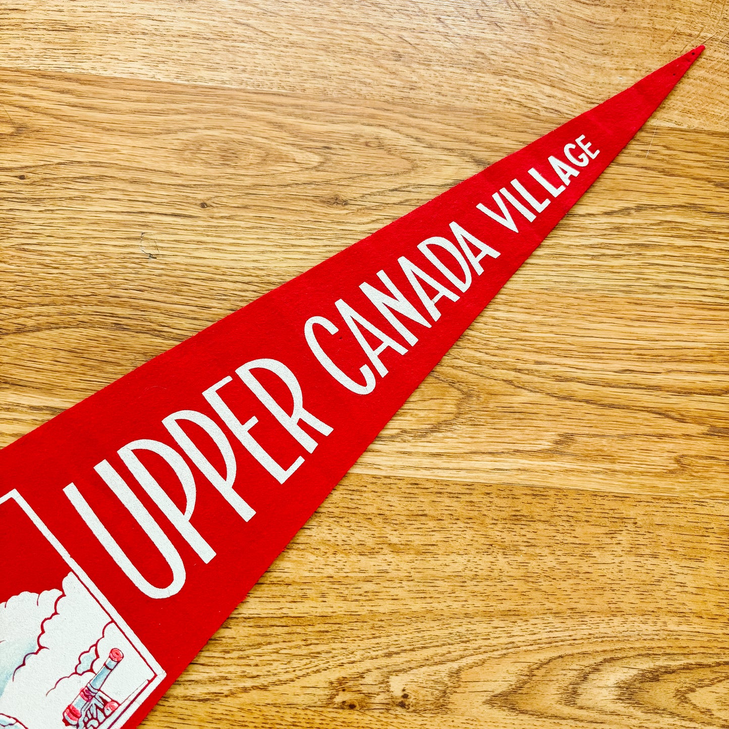 Upper Canada Village Ontario 1960s Red Felt Pennant