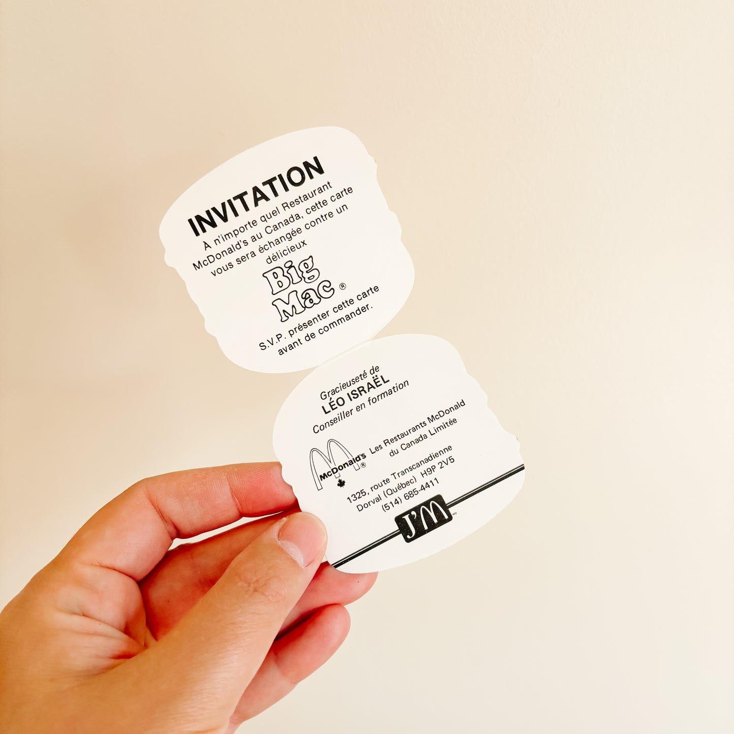 McDonald's Vintage 1980s Business Card - Free Big Mac Coupon