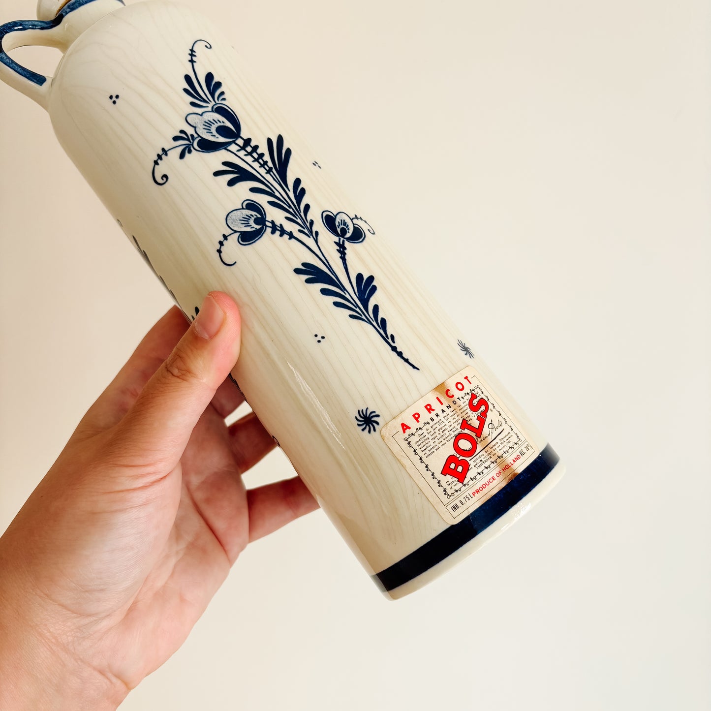 Delft Blue Bols Dutch Apricot Brandy Ceramic Bottle Made in Holland (Empty)