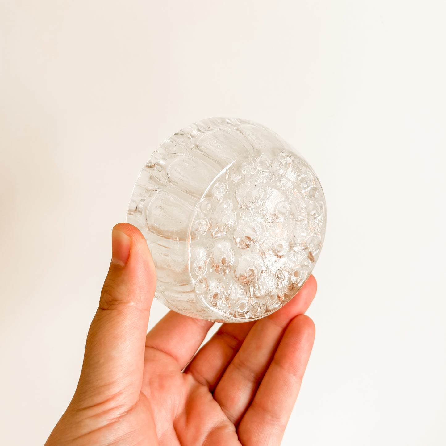 Large Clear Glass Flower Frog with 19 Holes
