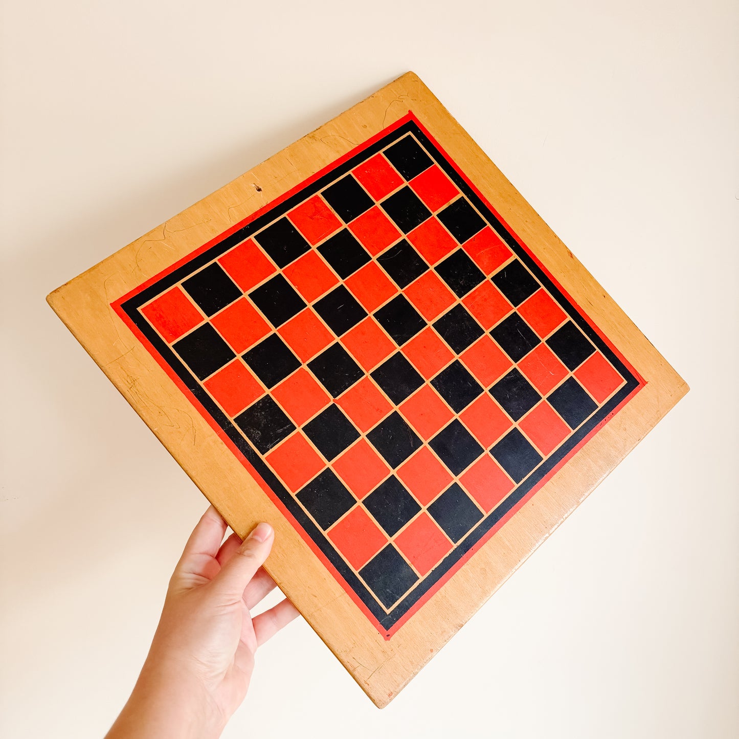 Wooden Chess and Checkers Board with Game Pieces
