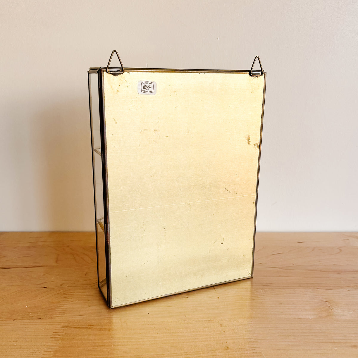 Vintage Brass and Glass Curio Display Case with Swan Etching - Hanging or Tabletop
