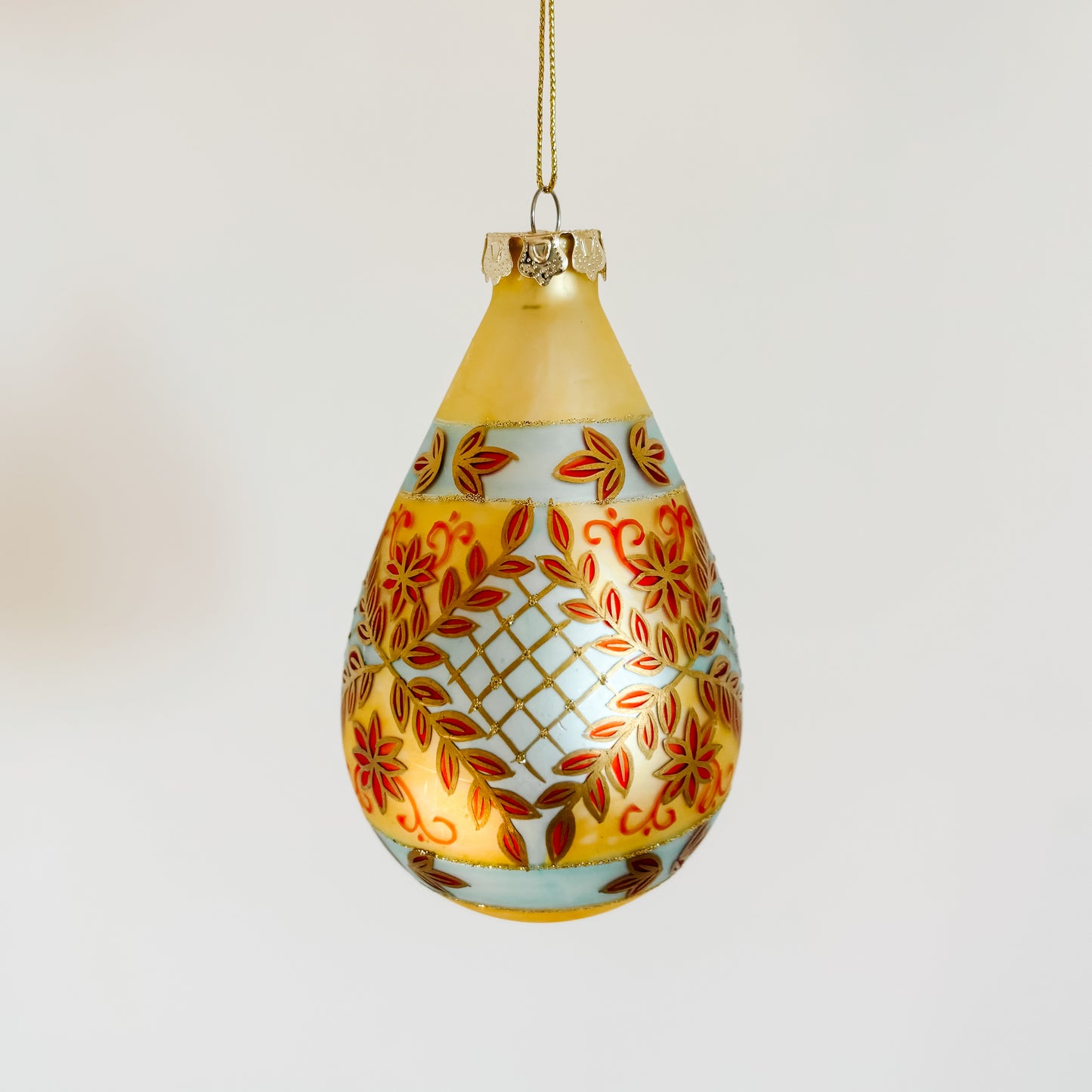 Hand-Painted Yellow Glass Ornaments