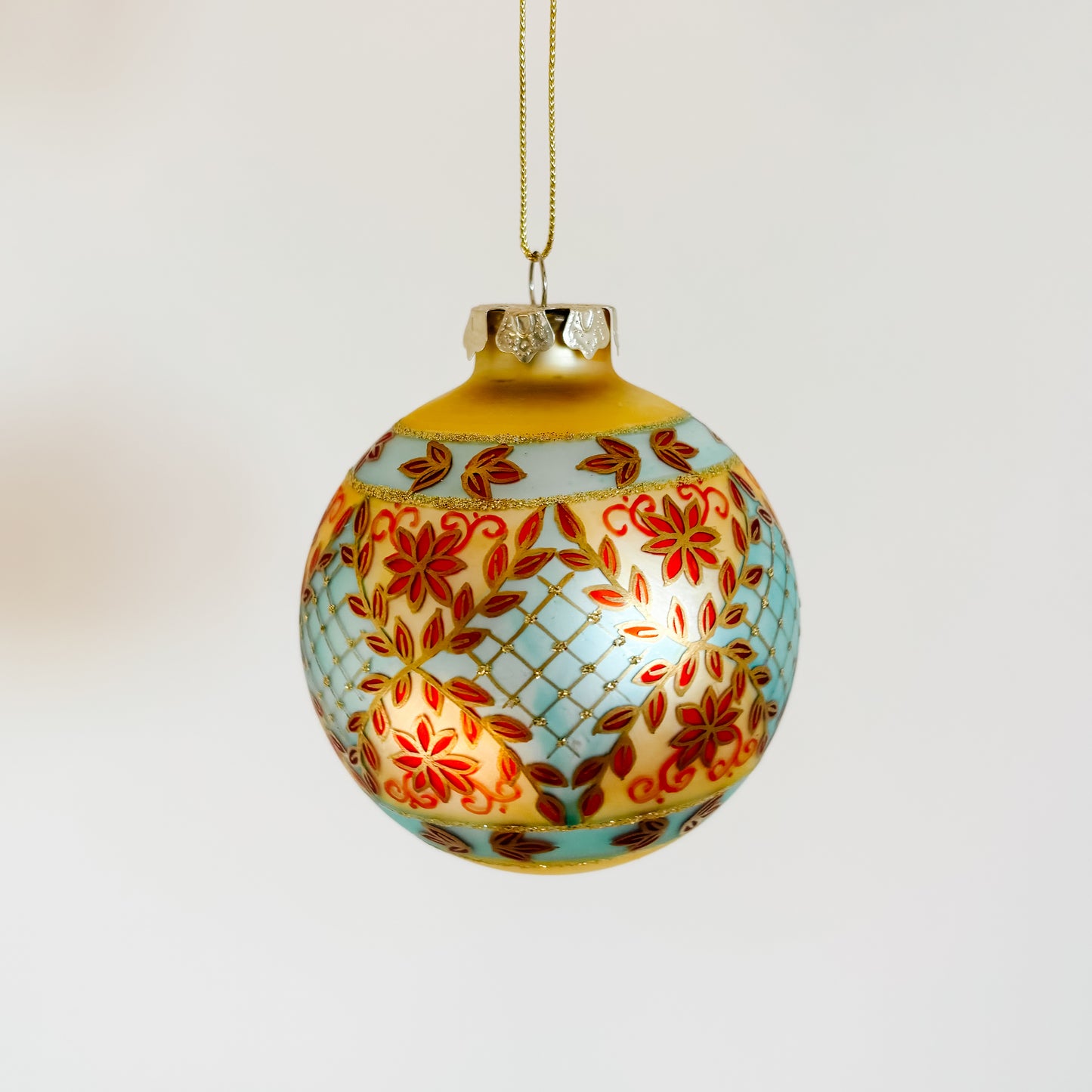Hand-Painted Yellow Glass Ornaments