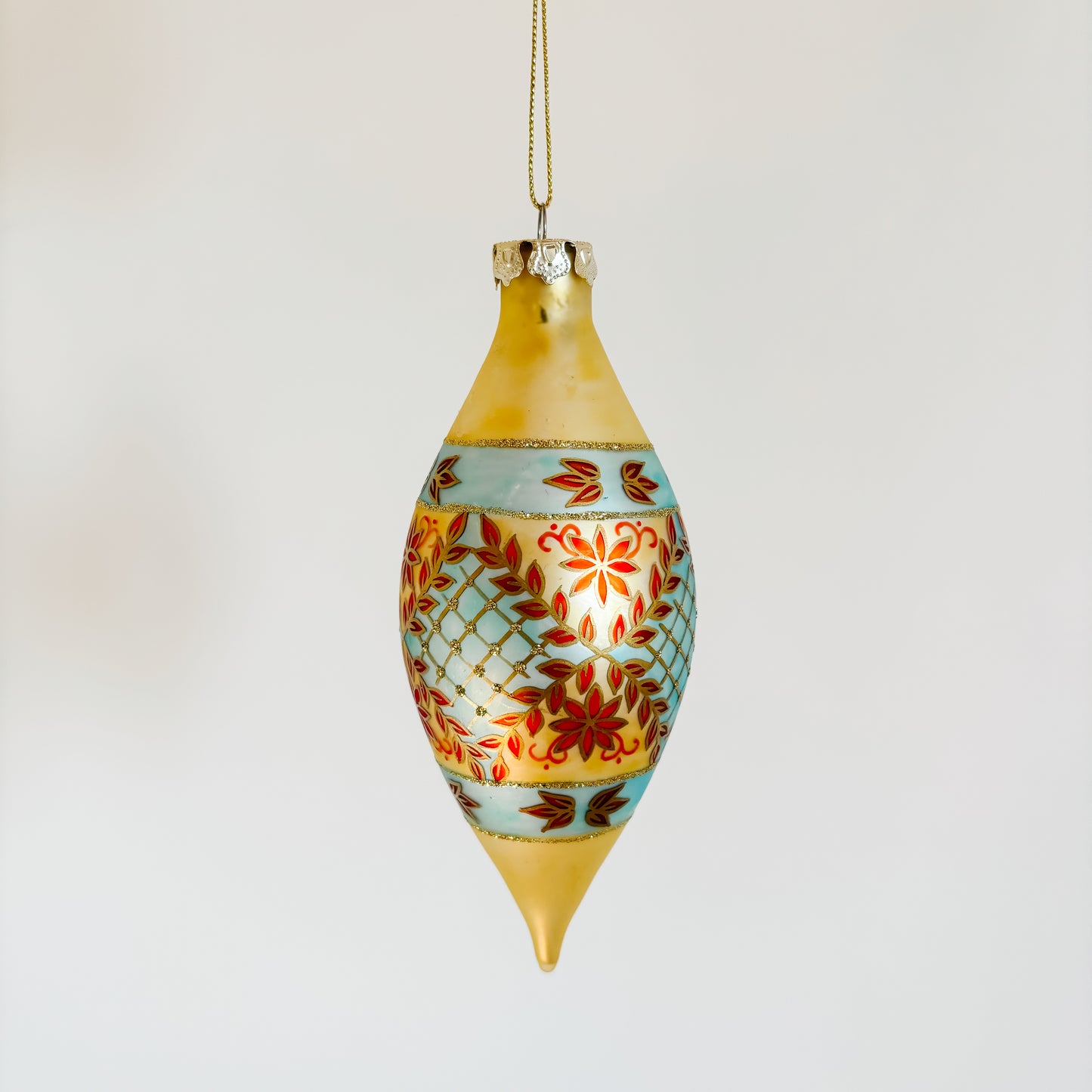 Hand-Painted Yellow Glass Ornaments