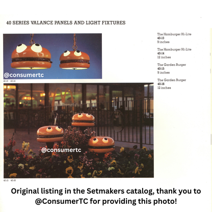McDonald's Setmakers Burgerlier - Burger Hanging Pendant Lamp - Super Rare Vintage from the 1980s