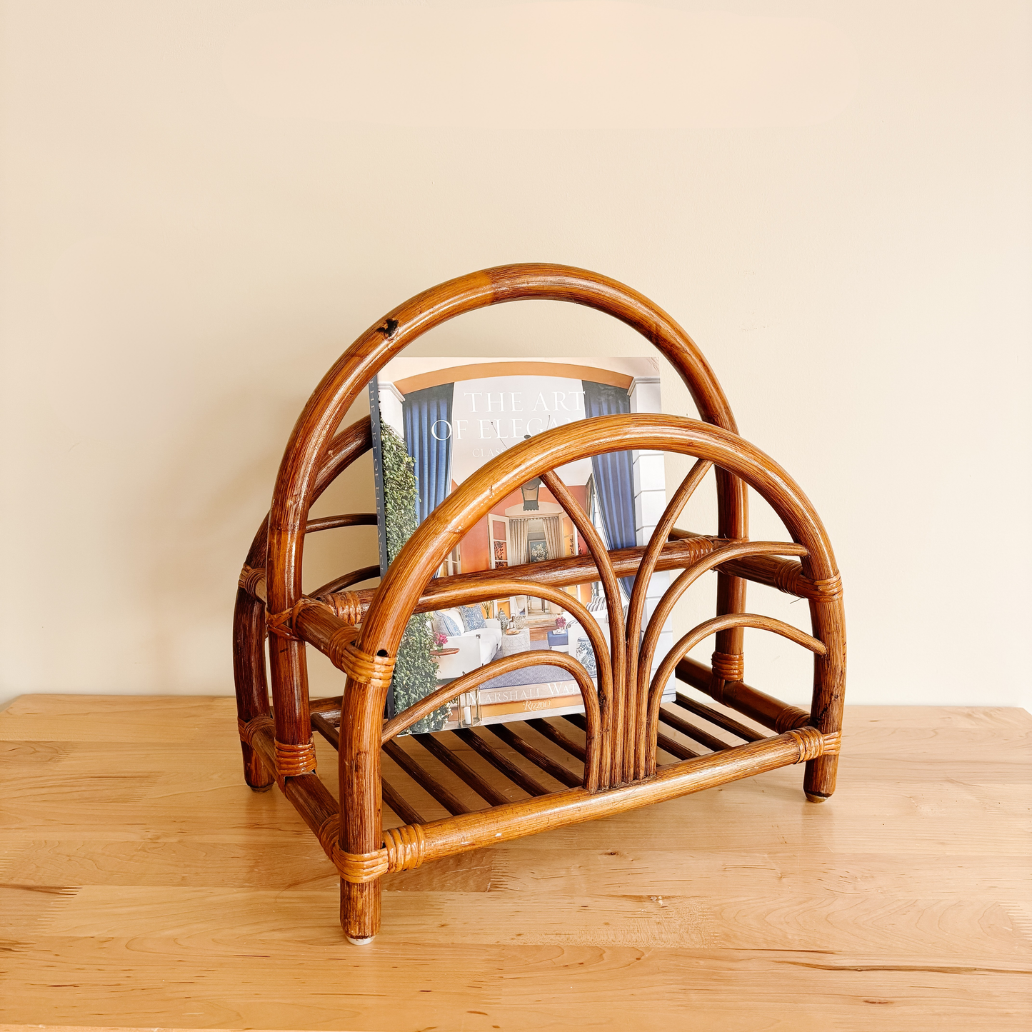 Vintage Bamboo Bentwood Magazine Rack