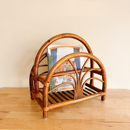 Vintage Bamboo Bentwood Magazine Rack