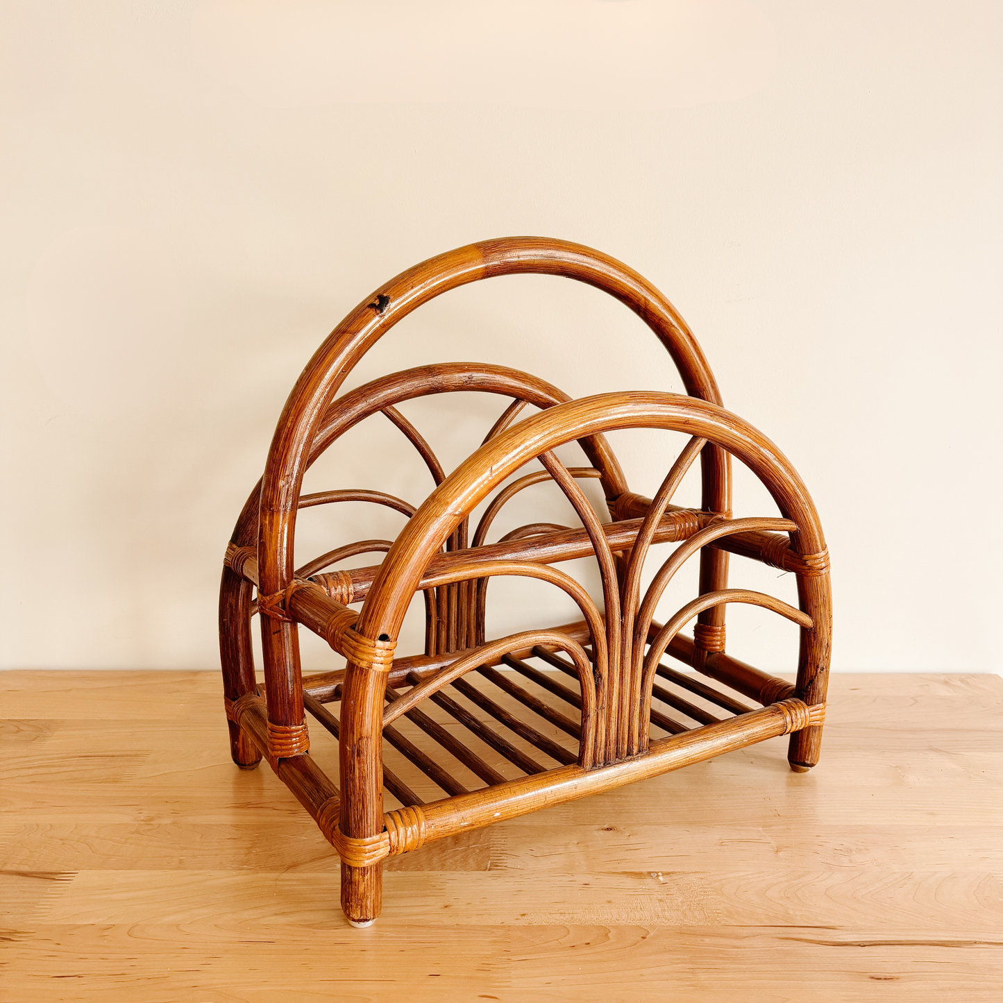Vintage Bamboo Bentwood Magazine Rack