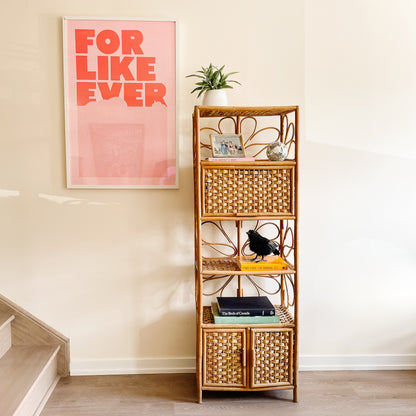 Boho Bamboo Rattan and Wicker Shelving Unit