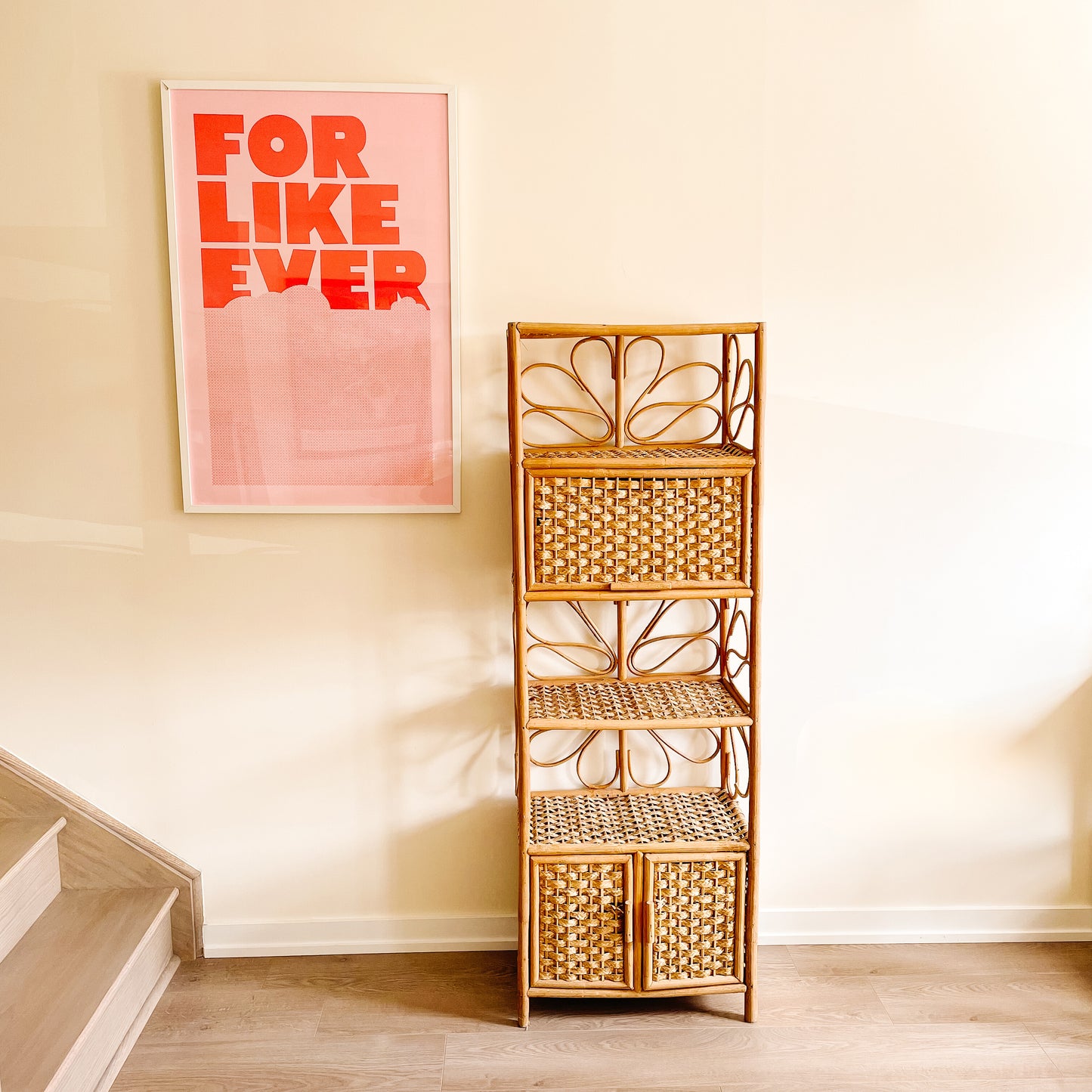 Boho Bamboo Rattan and Wicker Shelving Unit