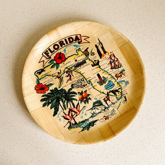 Florida Map Souvenir Bamboo Serving Tray