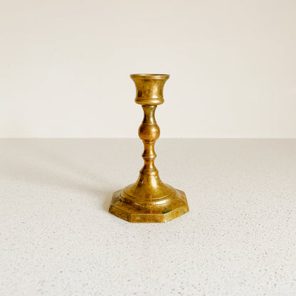 Brass Taper Candle Holder (5", octagonal base)