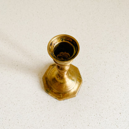 Brass Taper Candle Holder (5", octagonal base)