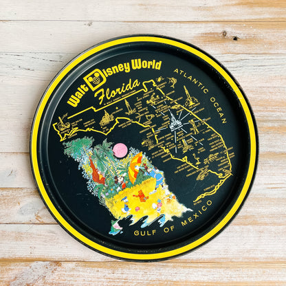 Vintage Black and Yellow Walt Disney World Tin Tray