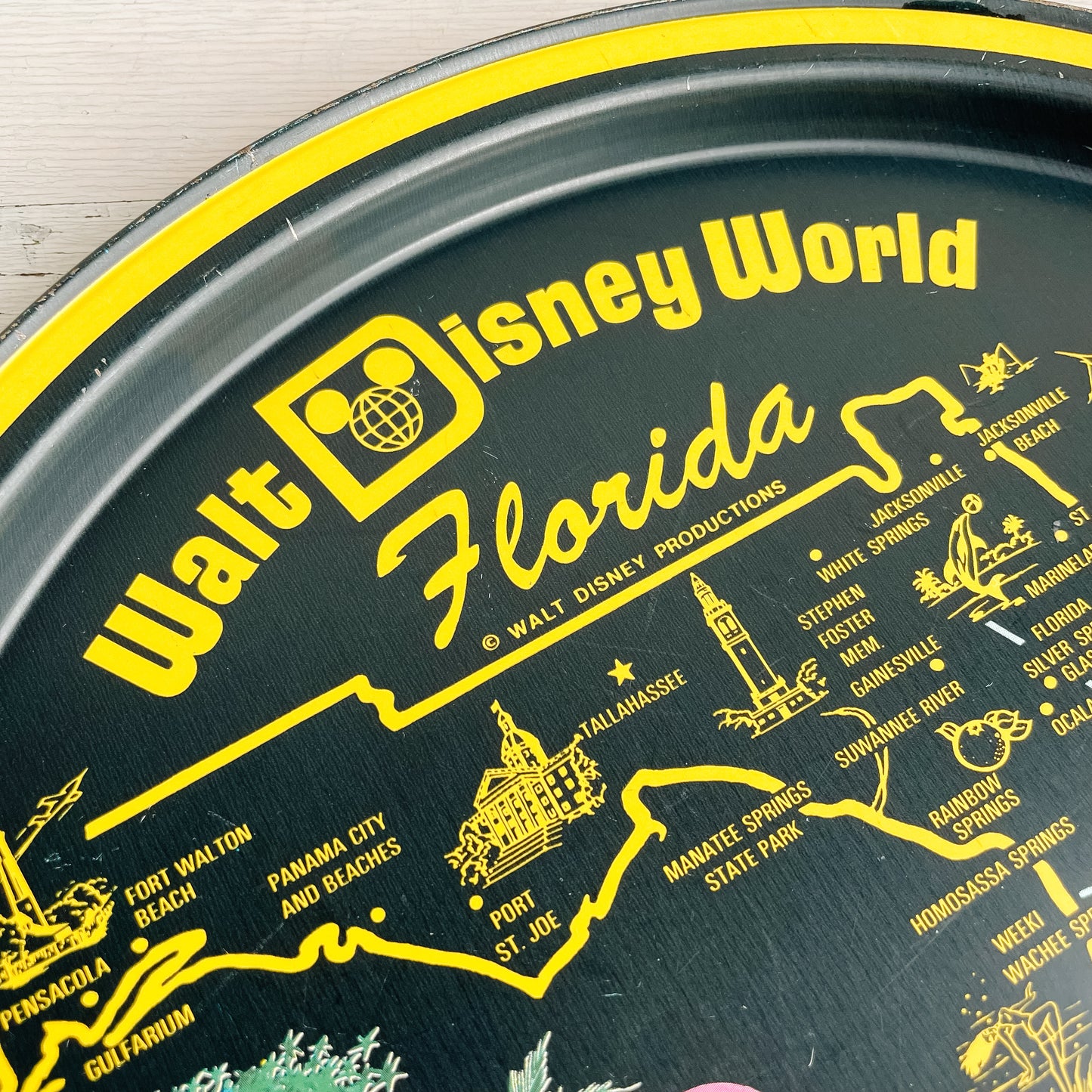 Vintage Black and Yellow Walt Disney World Tin Tray