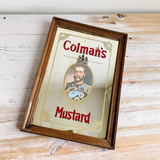 Antique 1920s Colman's Mustard Advertising Mirror with George V Portrait (13" x 9")