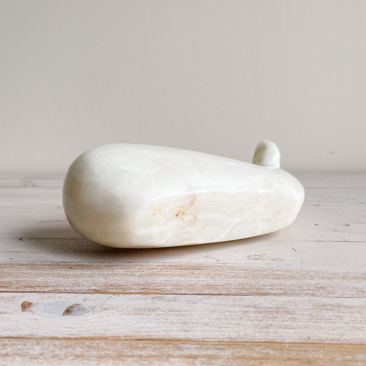 Carved White Marble Whale (8")