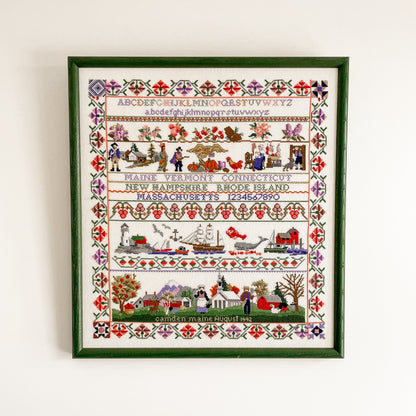 Large Americana Cross-Stitch Needlework Sampler (1992)