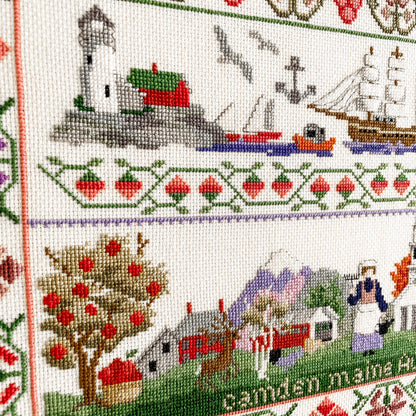 Large Americana Cross-Stitch Needlework Sampler (1992)